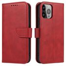 Magnet Case elegant case cover with a flap and stand function for iPhone 14 Max red, Hurtel