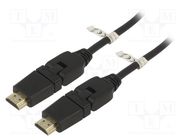 Cable; HDCP 2.2,HDMI 2.0; HDMI plug movable 360°,both sides Goobay