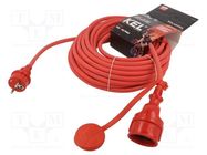 Extension lead; 3x1.5mm2; Sockets: 1; rubber; red; 15m; 16A KEL