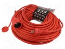 Extension lead; 3x2.5mm2; Sockets: 1; rubber; red; 50m; 16A KEL