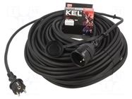 Extension lead; 3x2.5mm2; 50m; rubber; black; Sockets no: 1; 16A KEL