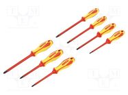 Kit: screwdrivers; insulated; Phillips,slot; 7pcs. KING TONY