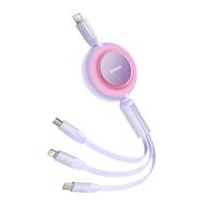 Baseus Bright Mirror 2 retractable cable 3in1 cable USB Type C - micro USB + Lightning + USB Type C 3.5A 1.1m purple (CAMJ010205), Baseus