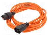 Cable; IEC C13 female,IEC C14 male; 4m; with IEC LOCK locking SCHAFFNER