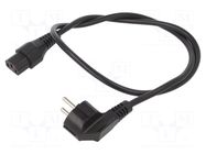 Cable; CEE 7/7 (E/F) plug angled,IEC C13 female; 1m; black; 10A SCHAFFNER / TE Connectivity