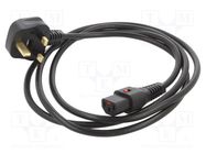 Cable; BS 1363 (G) plug,IEC C13 female; 3m; black; 10A; 250V; IP20 SCHAFFNER