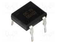 Bridge rectifier: single-phase; 100V; If: 1A; Ifsm: 50A; DB-1; THT DC COMPONENTS