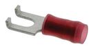 TERMINAL, SPADE/FORK, #6, CRIMP, RED