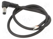 Cable; 1x0.75mm2; wires,DC 5,5/2,1 plug; angled; black; 0.5m WEST POL