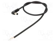 Cable; 1x0.75mm2; wires,DC 5,5/2,5 plug; angled; black; 0.5m WEST POL