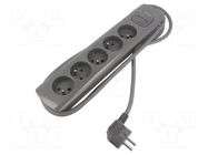 Extension lead; 3x1.5mm2; Sockets: 5; grey; 1.8m; 16A QOLTEC