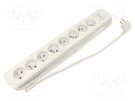 Extension lead; 3x1.5mm2; Sockets: 8; white; 1.8m; 16A QOLTEC