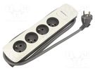 Extension lead; 3x1.5mm2; Sockets: 4; white-grey; 1.8m; 16A QOLTEC
