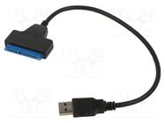 USB to SATA adapter; PnP; Slim SATA female,USB A plug; 0.26m QOLTEC