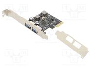 PC extension card: PCIe; USB A socket x2; USB 3.0; 5Gbps; 0÷85°C DIGITUS