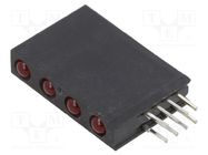 LED; in housing; 3mm; No.of diodes: 4; red; 20mA; Lens: diffused; 40° BIVAR