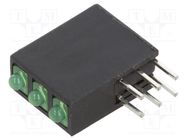 LED; in housing; 1.8mm; No.of diodes: 3; green; 20mA; Lens: diffused BIVAR