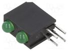 LED; in housing; green; 3mm; No.of diodes: 2; 2mA; Lens: diffused BIVAR