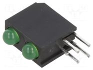 LED; in housing; 3mm; No.of diodes: 2; green; 2mA; Lens: diffused BIVAR