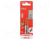 Drill bit; for metal,impact; Ø: 2.5mm; Holder: E6,3mm; 1/4"; 6.3mm Milwaukee