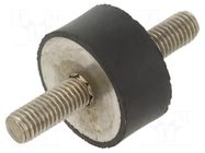 Vibration damper; M8; Ø: 30mm; rubber; L: 15mm; Thread len: 20mm ELESA+GANTER