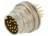 Connector: M16; socket; male; PIN: 19; 3A; 32V; THT; straight; IP40 BINDER