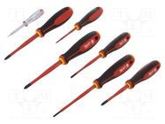 Kit: screwdrivers; Allen,slim; Phillips,Pozidriv®,slot; 7pcs. Milwaukee