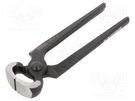 Carpenters pincers; end,cutting; phosphate head,forged,cure UNIOR