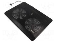 Notebook cooling stand; black; USB A; 0.5m GEMBIRD