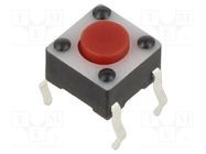 Microswitch TACT; SPST-NO; Pos: 2; 0.05A/12VDC; THT; 2.45N; 6x6x4mm E-SWITCH