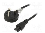 Cable; 3x0.5mm2; BS 1363 (G) plug,IEC C5 female; PVC; 1.5m; black AKYGA