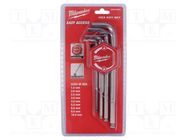 Wrenches set; hex key,spherical; long; 9pcs. Milwaukee