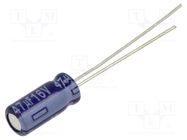 Capacitor: electrolytic; THT; 47uF; 16VDC; Ø5x11mm; Pitch: 2mm; ±20% PANASONIC