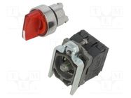 Switch: rotary; 22mm; Stabl.pos: 2; NC + NO; red; LED; 24V; IP66 SCHNEIDER ELECTRIC