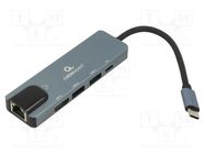 Hub USB; USB 3.1; PnP; grey; Number of ports: 5; 5Gbps; 0.12m GEMBIRD