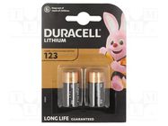 Battery: lithium; CR123A,R123; 3V; non-rechargeable; Ø17x34mm DURACELL