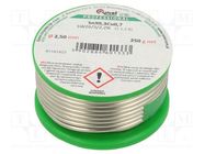 Soldering wire; tin; Sn99,3Cu0,7; 2.5mm; 250g; lead free; reel CYNEL