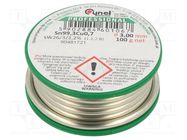 Soldering wire; tin; Sn99,3Cu0,7; 3mm; 100g; lead free; reel; 227°C CYNEL