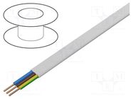 Wire; YDY; 3G1mm2; flat; wire; Cu; PVC; white; 450V,750V; 100m ELEKTROKABEL