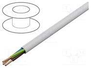 Wire; YDY; 3G10mm2; round; solid; Cu; PVC; white; 450V,750V; 100m ELEKTROKABEL