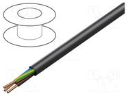 Wire; YKY; 3G1.5mm2; round; solid; Cu; PVC; black; 600V,1kV; 100m ELEKTROKABEL