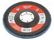 Flap grinding wheels; Ø: 125mm; Øhole: 22.2mm; Granularity: 80 Milwaukee