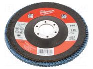 Flap grinding wheels; Ø: 125mm; Granularity: 80; 22.22mm Milwaukee