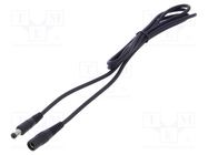 Cable; 1x1mm2; DC 5,5/2,1 plug,DC 5,5/2,1 socket; straight; 1.5m WEST POL