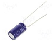 Capacitor: electrolytic; THT; 47uF; 50VDC; Ø6.3x11.2mm; Pitch: 5mm PANASONIC