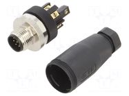 Connector: M12; plug; PIN: 8; male; 30V; straight; IP67; for cable TE Connectivity