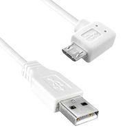 USB 2.0 A MALE TO USB 2.0 MICRO B MALE RIGHT ANGLED, 10FT LENGTH, 480MBPS, WHITE COLOR 97AC8913