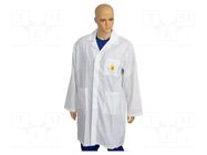 Coat; ESD; men's,XL; cotton,polyester,carbon fiber; white ELME