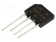 Bridge rectifier: single-phase; Urmax: 200V; If: 2A; Ifsm: 60A; flat DC COMPONENTS