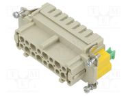 Connector: HDC; contact insert; female; Han® ES; PIN: 16; 16+PE HARTING